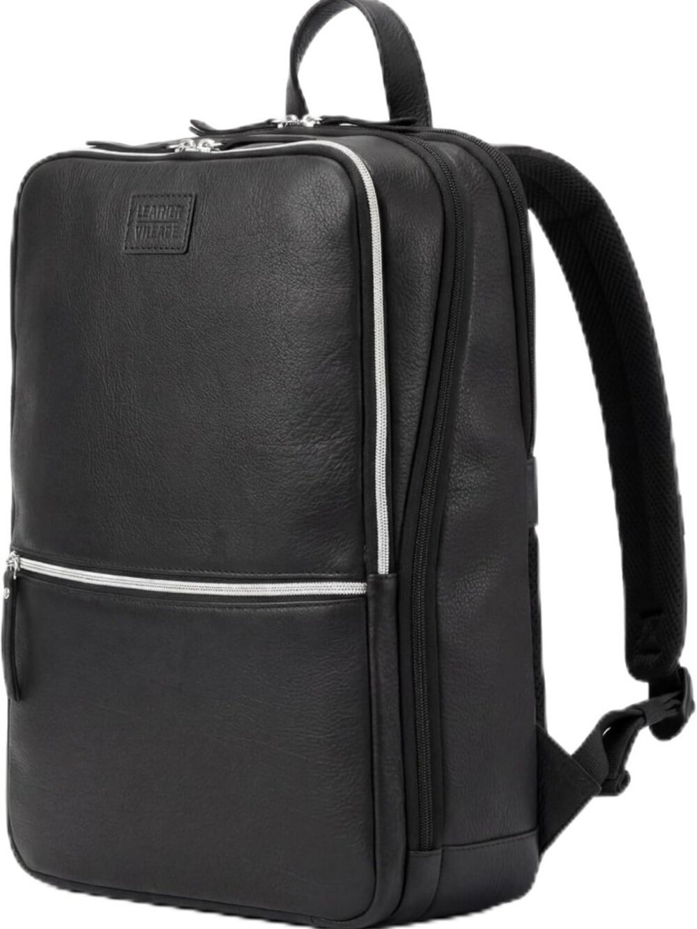 Stylish Leather Laptop Backpack for Men, Slim Design with Trolley Strap, 16L